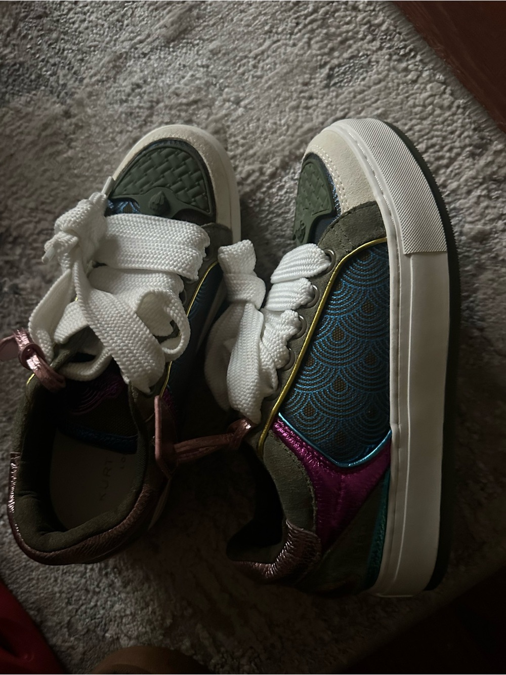Kurt Geiger Olive Green Multicolor Accent Sneakers - Picture 7 of 7